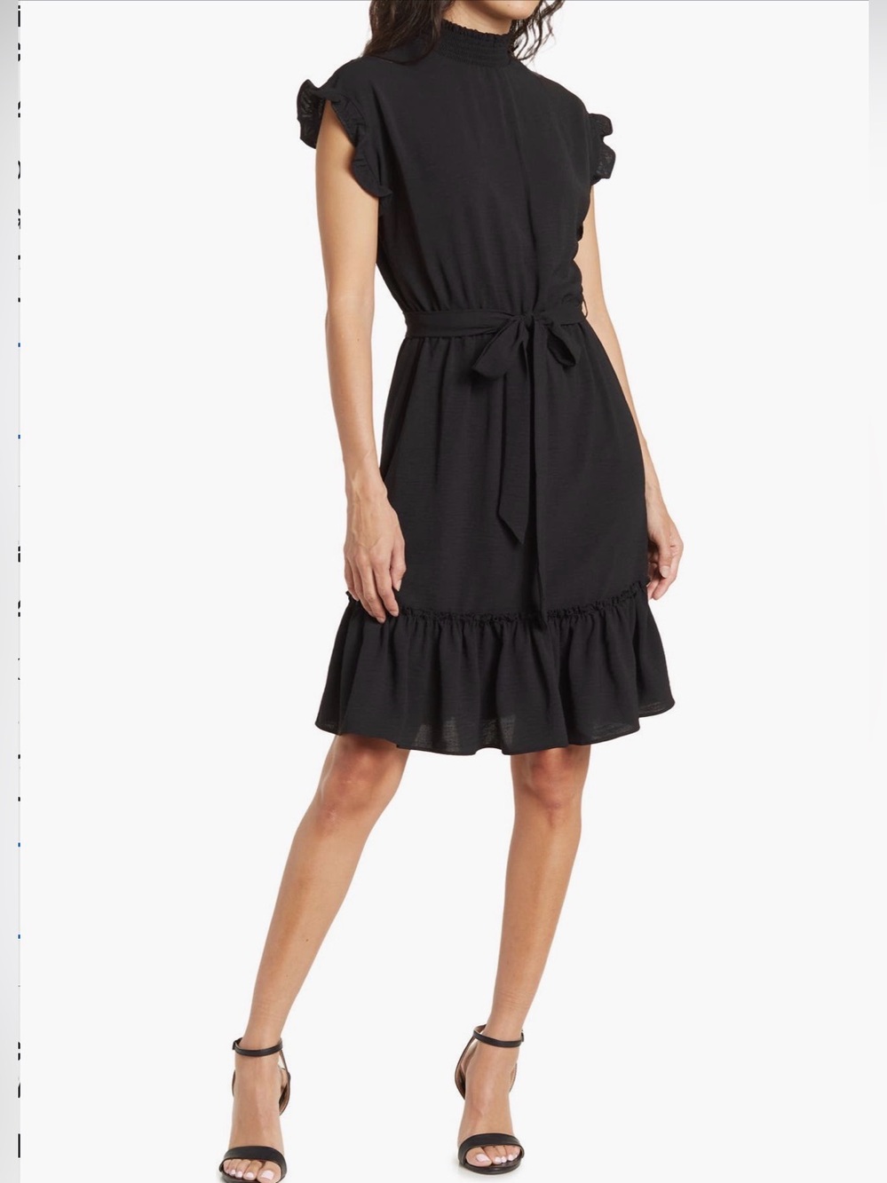 Tahari RUFFLE CAP SLEEVE & HEM DRESS